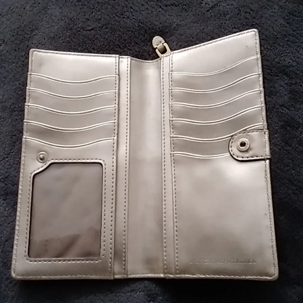 Ralph Lauren  Gold Leather Wallet Sz 7